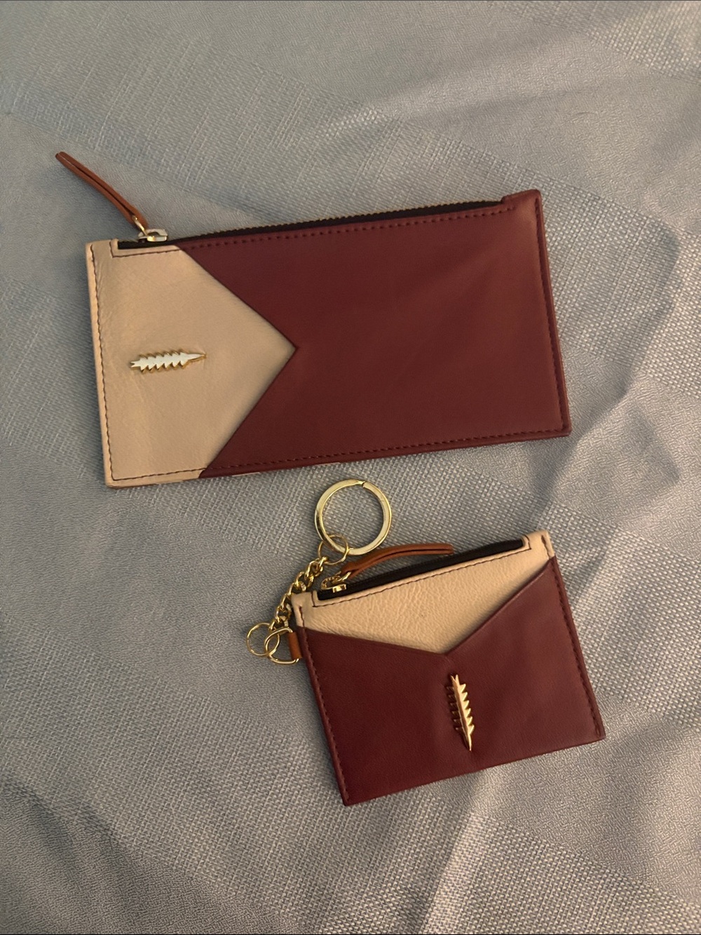 Thacker Two-Piece Burgundy and Cream Leather Wallet Set